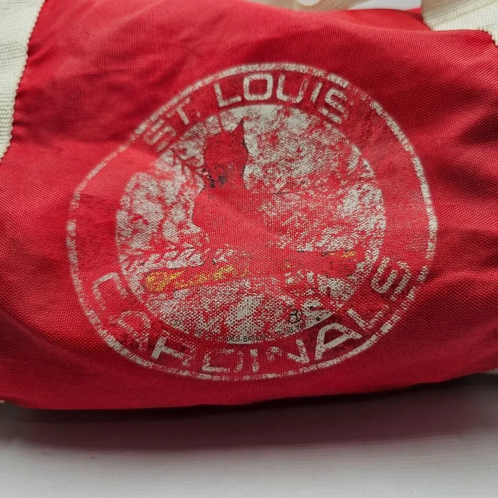 VTG St Louis Cardinals Duffel Bag Canvas Barrel Gym Travel Red MLB Baseball